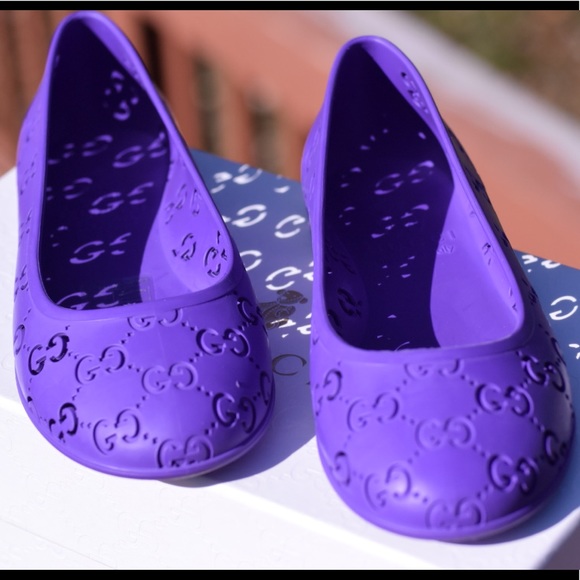 More Photos Gucci Purple Rubber Flats Sz 27 - Picture 5 of 8